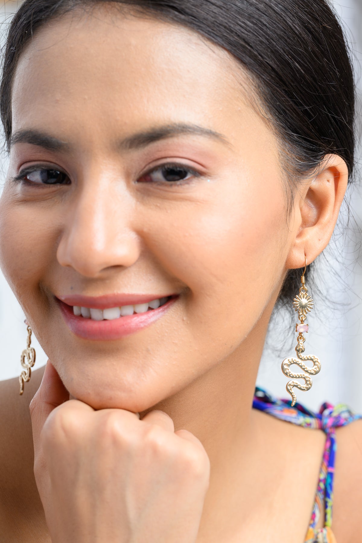 Sun Moon Snake Dangle Earrings