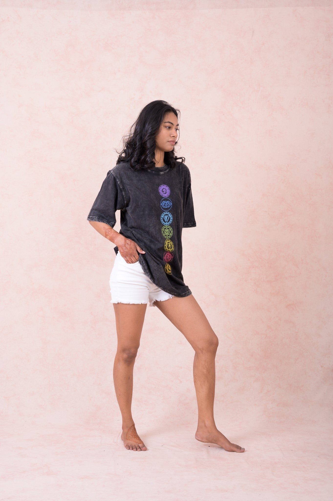 Rhea Seven Chakras T-Shirt Black / Medium