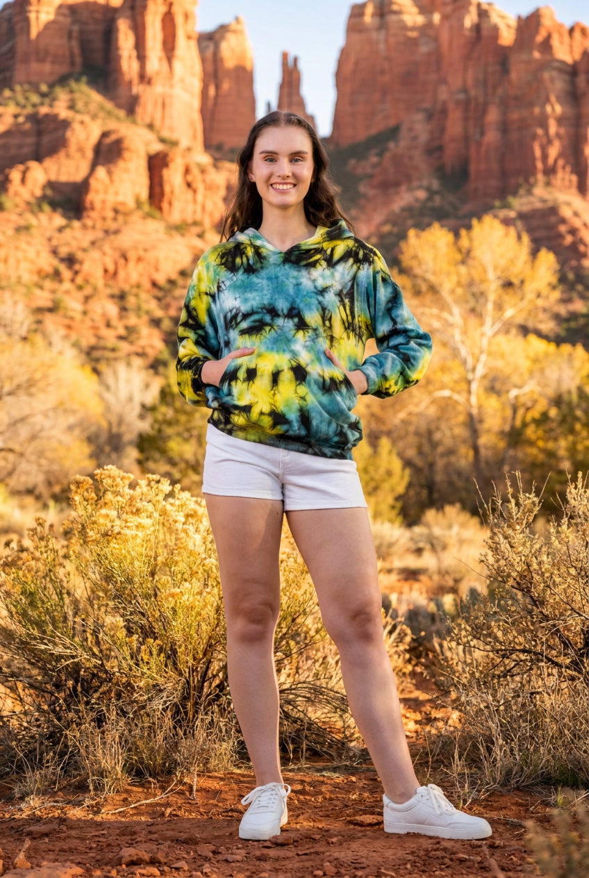 Rhea Forest Cotton Tie-Dye Hoodie