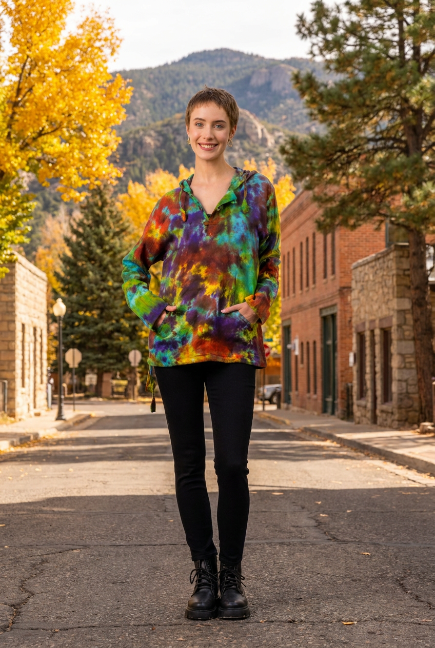Rhea Colorful Cotton Tie-Dye Hoodie