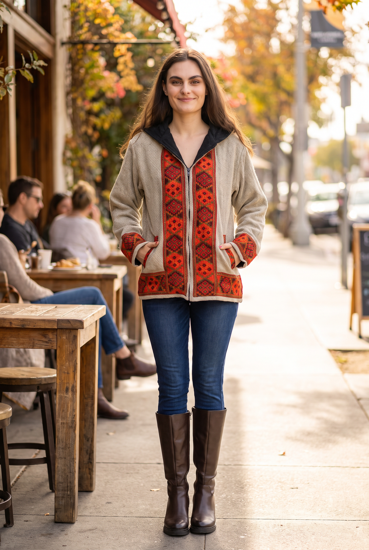 Rhea Solid Jacket With Patterned Hem (Assorted)