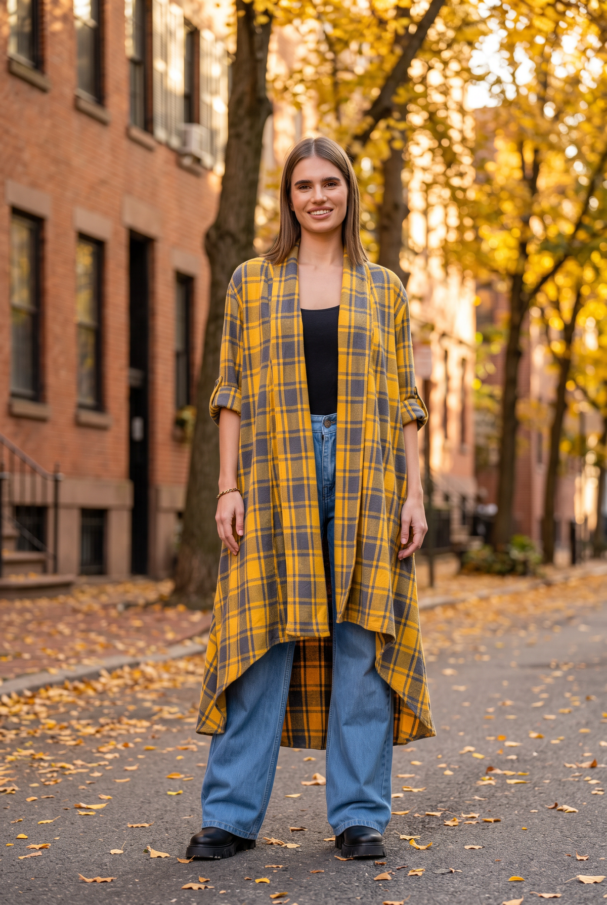 Rhea Plaid Fashion Duster