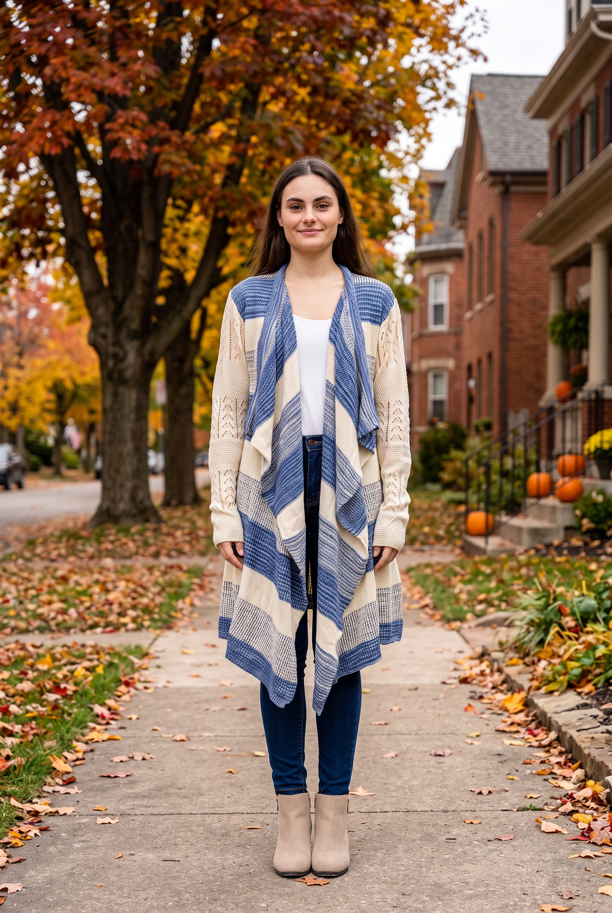 Rhea Long Sweater with Stripes