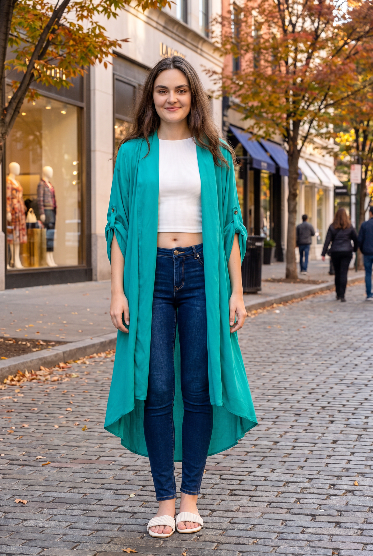 Rhea Solid Print Duster
