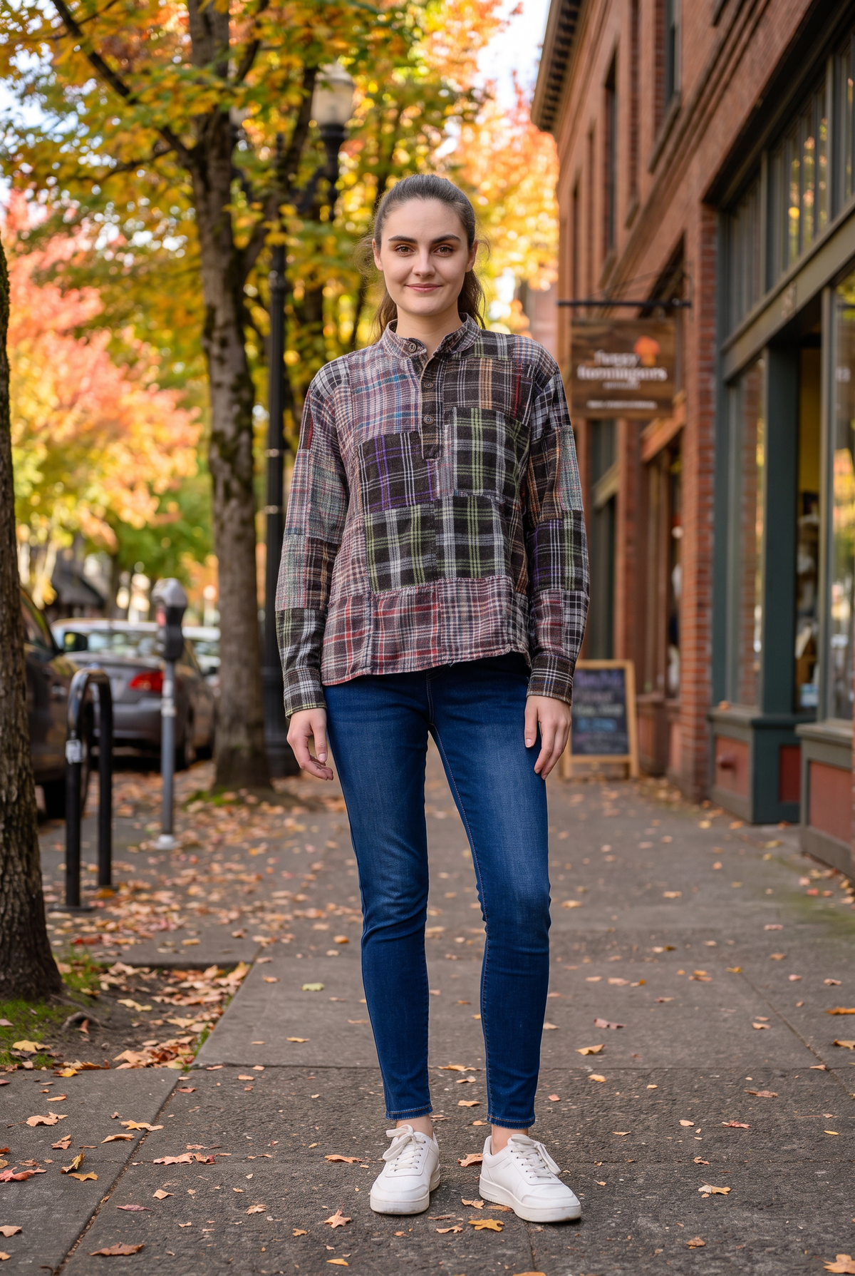 Rhea Patterned Cotton Long Sleeve Top