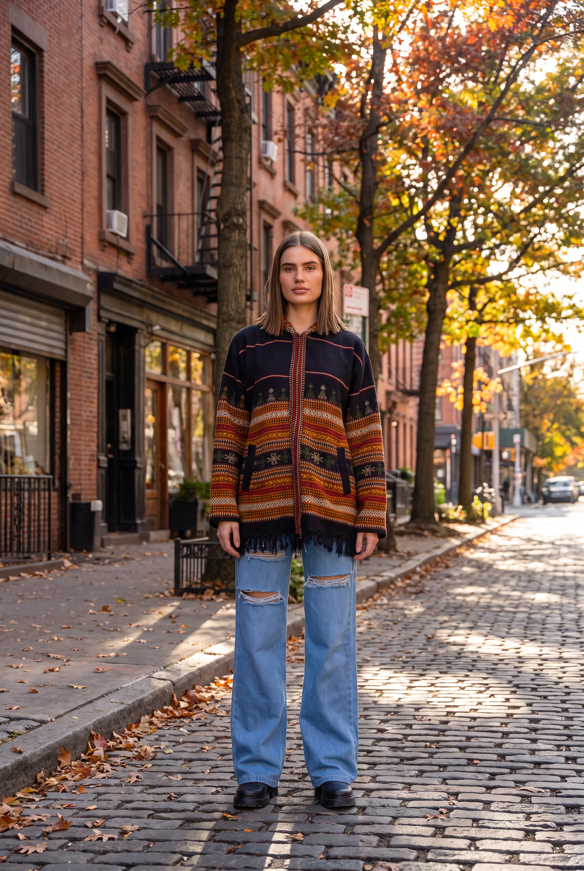 Rhea Pattern Zippered Jacket