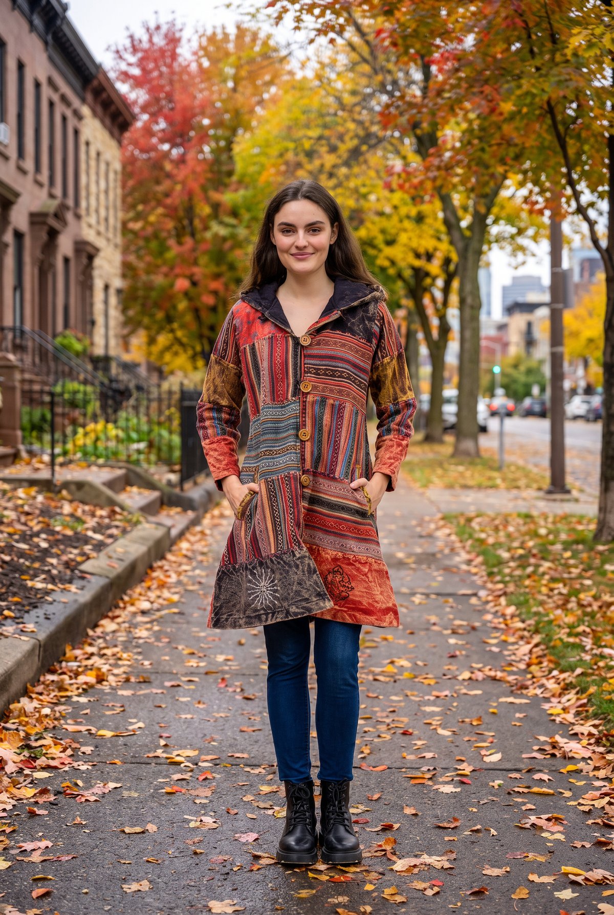 Rhea Cotton Button Long Jacket