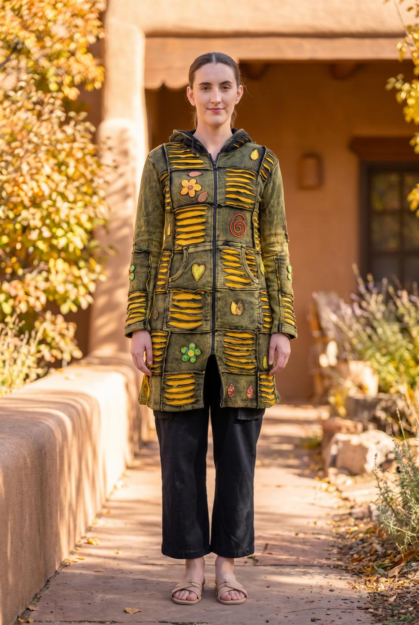 Rhea Cotton Long Flower Jacket